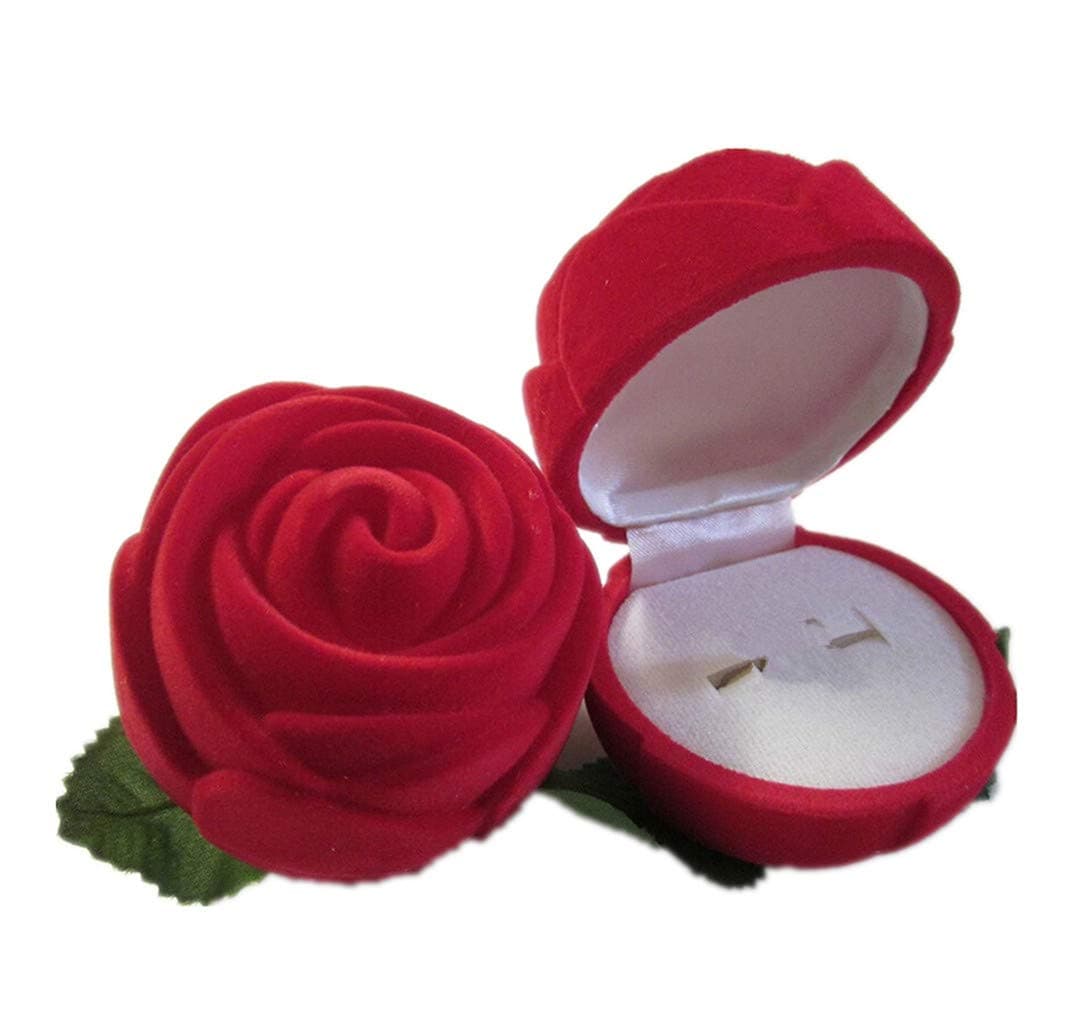 Fashion Jewelry Box, 1 Pcs Rose Flower Shape Gift Box Present Case Ring Necklace Storage Box Organizer by SamGreatWorld