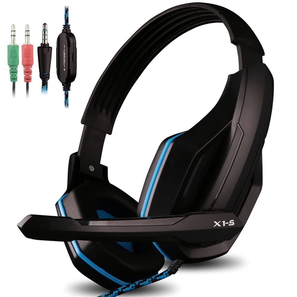 AFUNTA Gaming Headset Compatible PS4 PC Smart Phone Laptop Tablet Mobilephones MP3 MP4,OVAN X1-S 4 Pin 3.5mm Jack Multi Function Game Headphones with Mic
