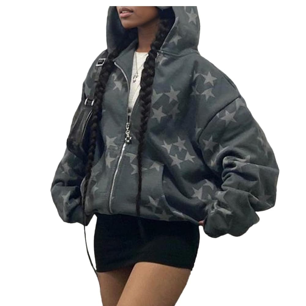 Fairy Grunge Clothes Alt Emo Clothing Y2k Zip Up Hoodie Oversized Hooded Sweatshirt Harajuku Aesthetic Jacket