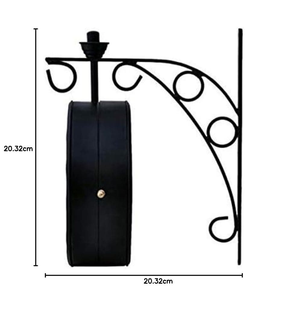 Antique Double Sided Railway Station/Platform Analogue Iron Metal Wall Clock (Black, 8 X 8 Inch)