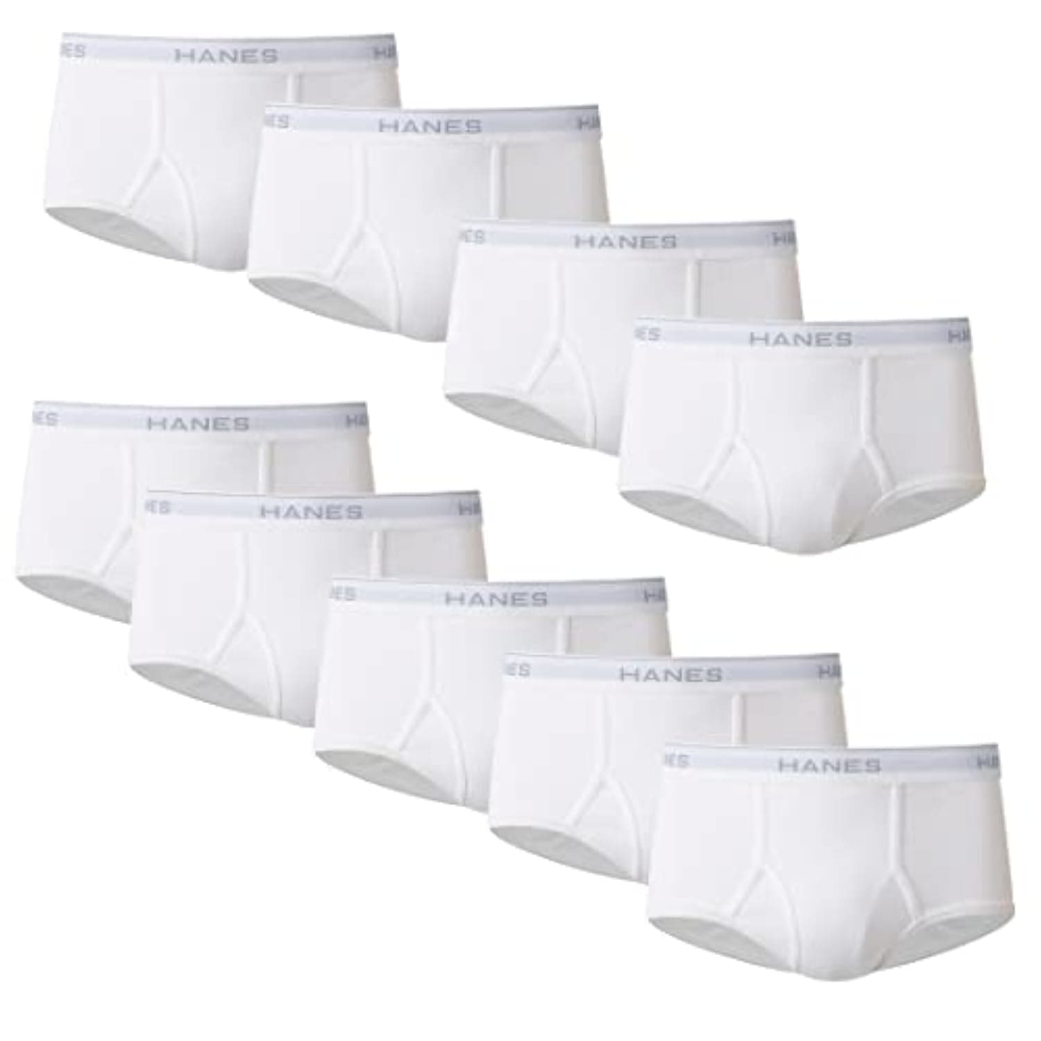 Hanes Men's Underwear Brief Pack, Full Rise Cotton Briefs, Moisture-Wicking Underwear, White, Multi-pack