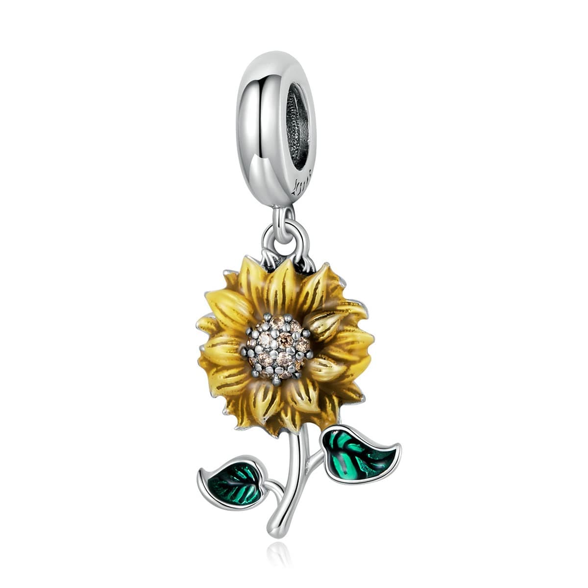 LAMOONYSunflower Charm 925 Sterling Silver Flower Charm Rose Charm Love Charm Birthday Charm Dangle Charm for Pandora Charm Bracelet