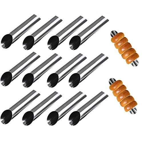 TTBD12pcs 5 Inches Stainless Steel Cannoli Form Tubes, Cream Roll Horn Molds Cannoli tubes - Diagonal Shaped