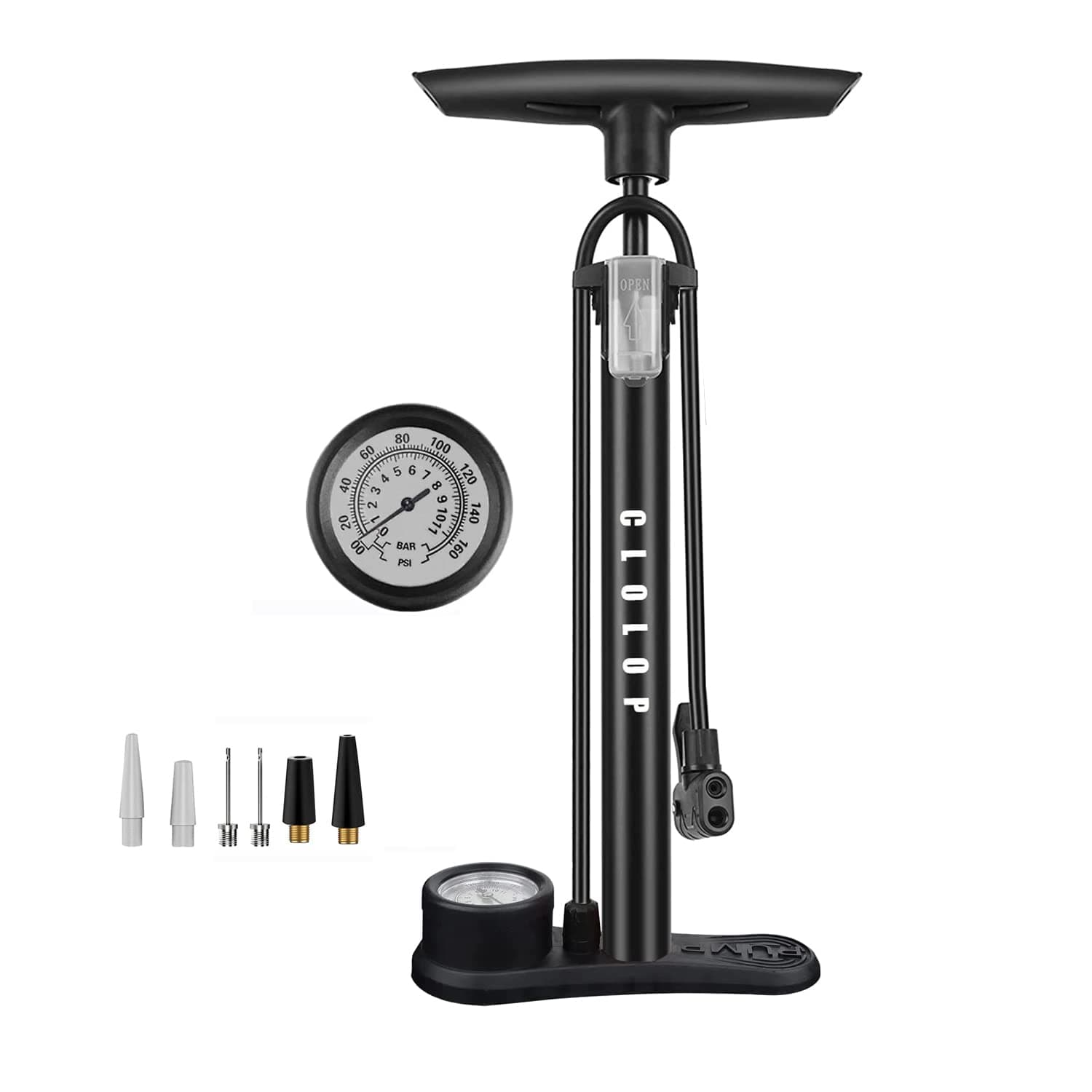 CLOLOP Bike Pump Bicycle Floor Pump Stand Pump Ball Pump With Presta & Schrader Valves For Bike Tyre Sports Ball Balloons Swimming Rings, etc.