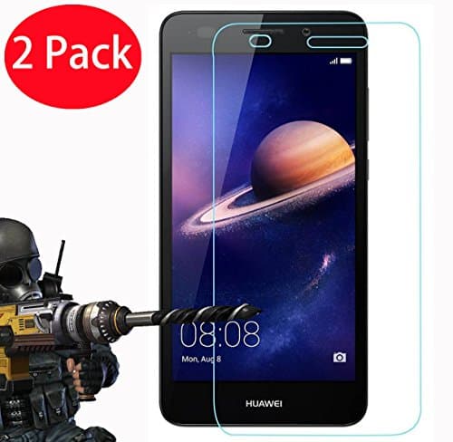 2 Pack - Huawei Y6 II Tempered Glass, FoneExpert Tempered Glass Crystal Clear LCD Screen Protector Guard & Polishing Cloth For Huawei Y6 II