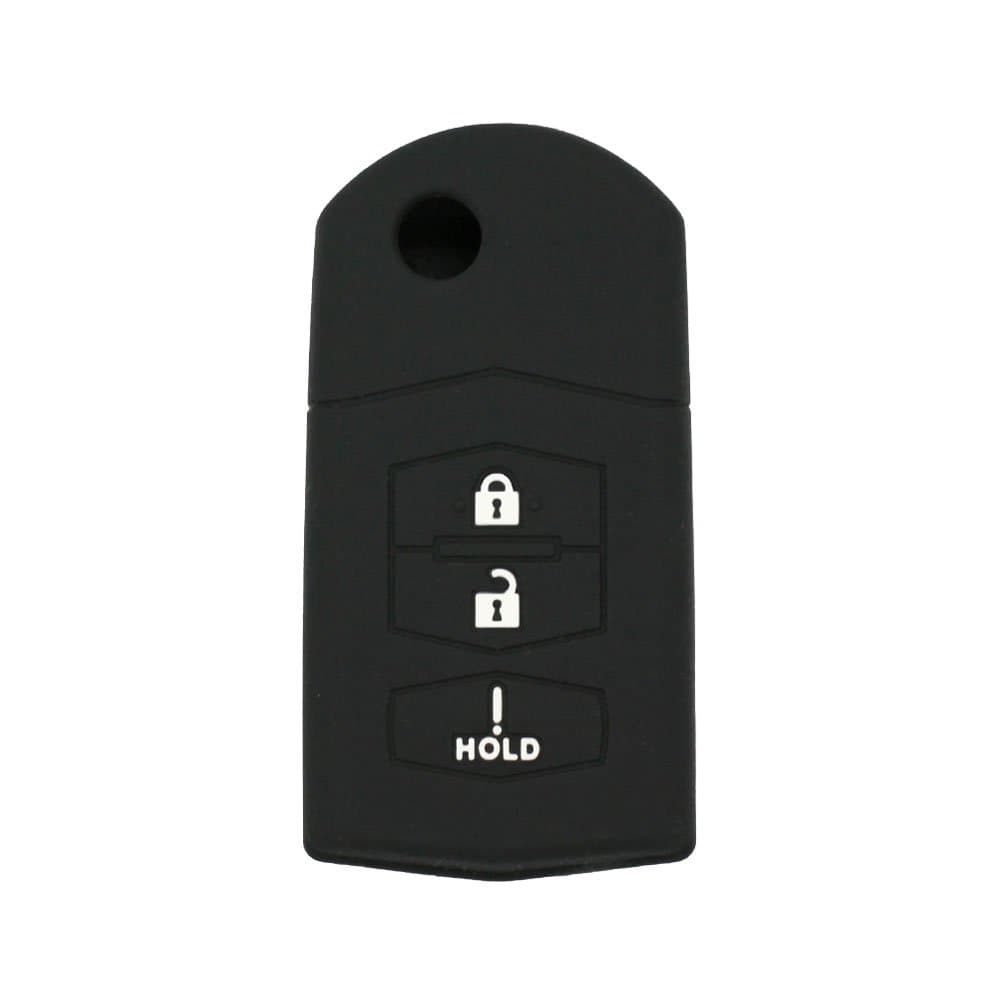 BROVACS Silicone Cover Protector Case Holder Skin Jacket Compatible with MAZDA 3 Button Flip Remote Key Fob CV2532 Black