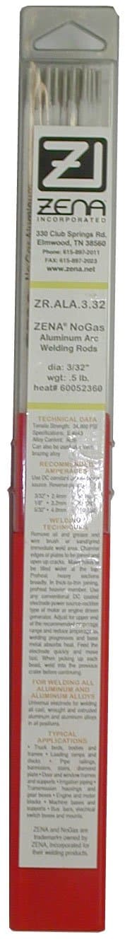 3/32" ZENA® NoGas™ Aluminum Arc Welding Rods (Model ZR.ALA.3.32-1/2 lb. Box)