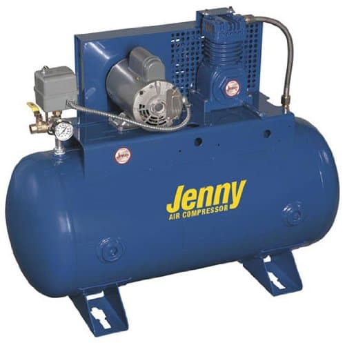 Jenny Compressors G2A-30-208/3 2-HP 30-Gallon Tank 480 Pump RPM 3 Phase 208-Volt, Horizontal Electric Single-Stage Stationary Compressor