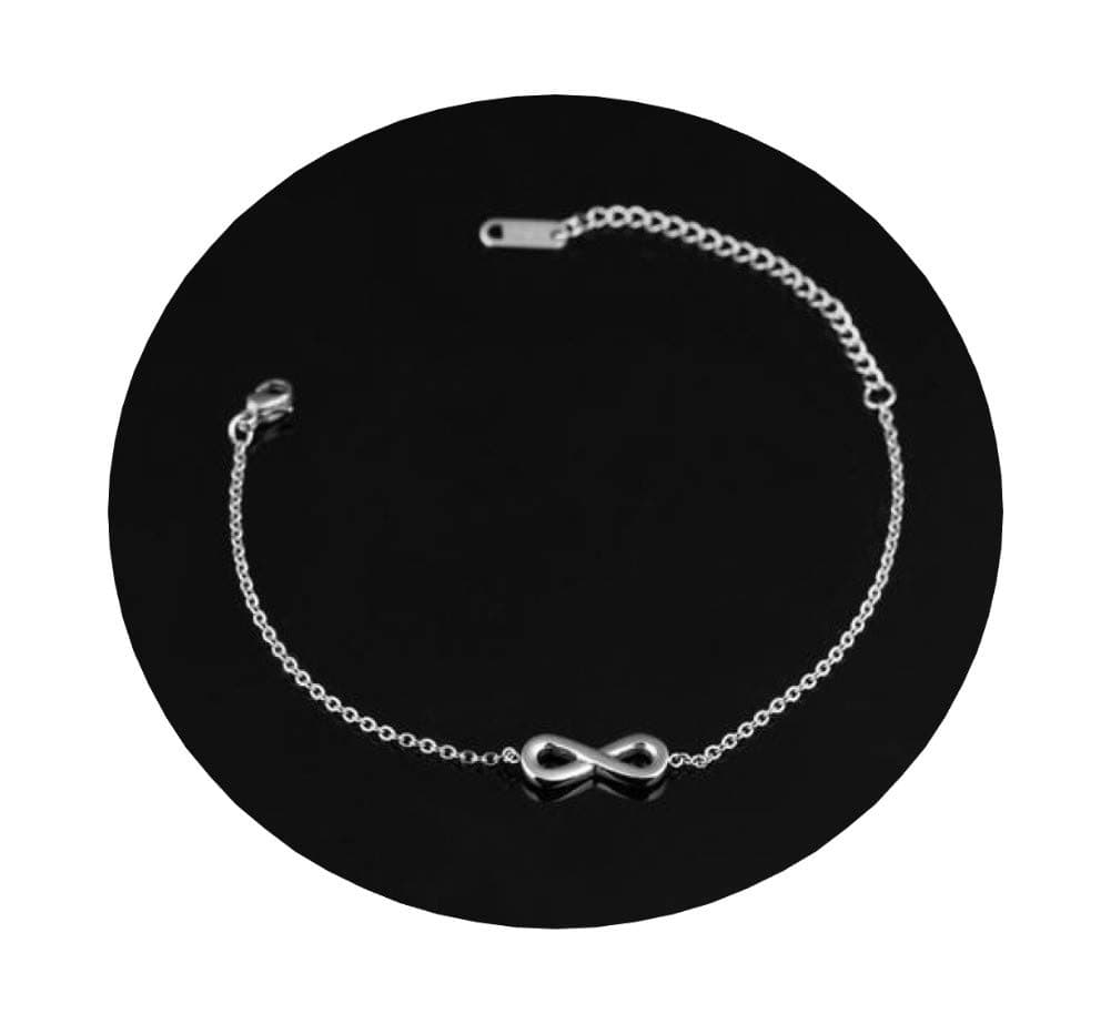 YHMM 18K Rose Gold & Silver Stainless Steel Anklets for Women Girls Ankle Chains Bracelets Adjustable Beach Anklet Foot Jewelry (1 PC Infinity Silver-Tone)