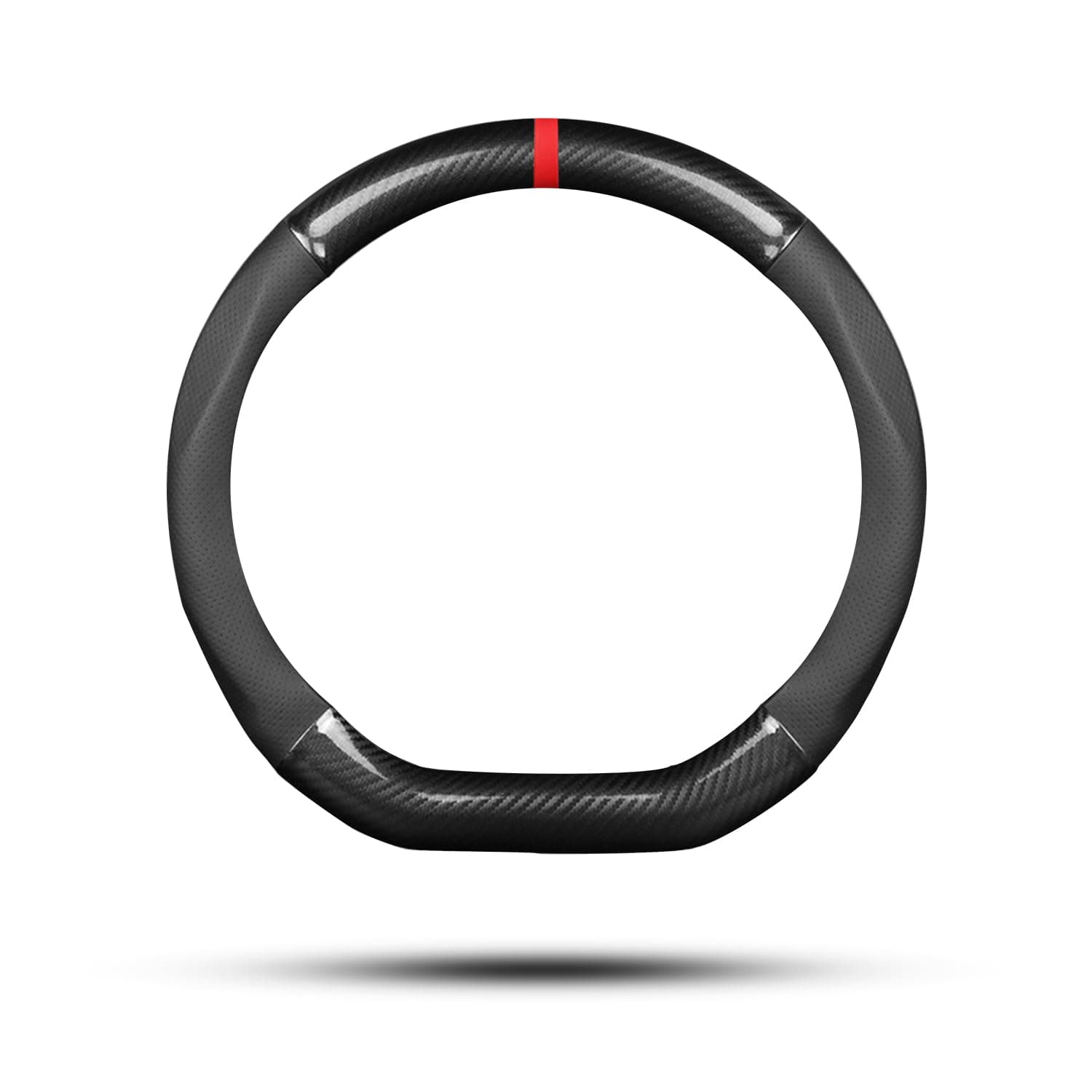 – Ergocar Car Steering Wheel Cover Non-slip Car Steering Wheel Protector Sport D-shape Carbon Fiber & PU Leather Universal For Diameter 38cm(15") (Black-stripe-U)