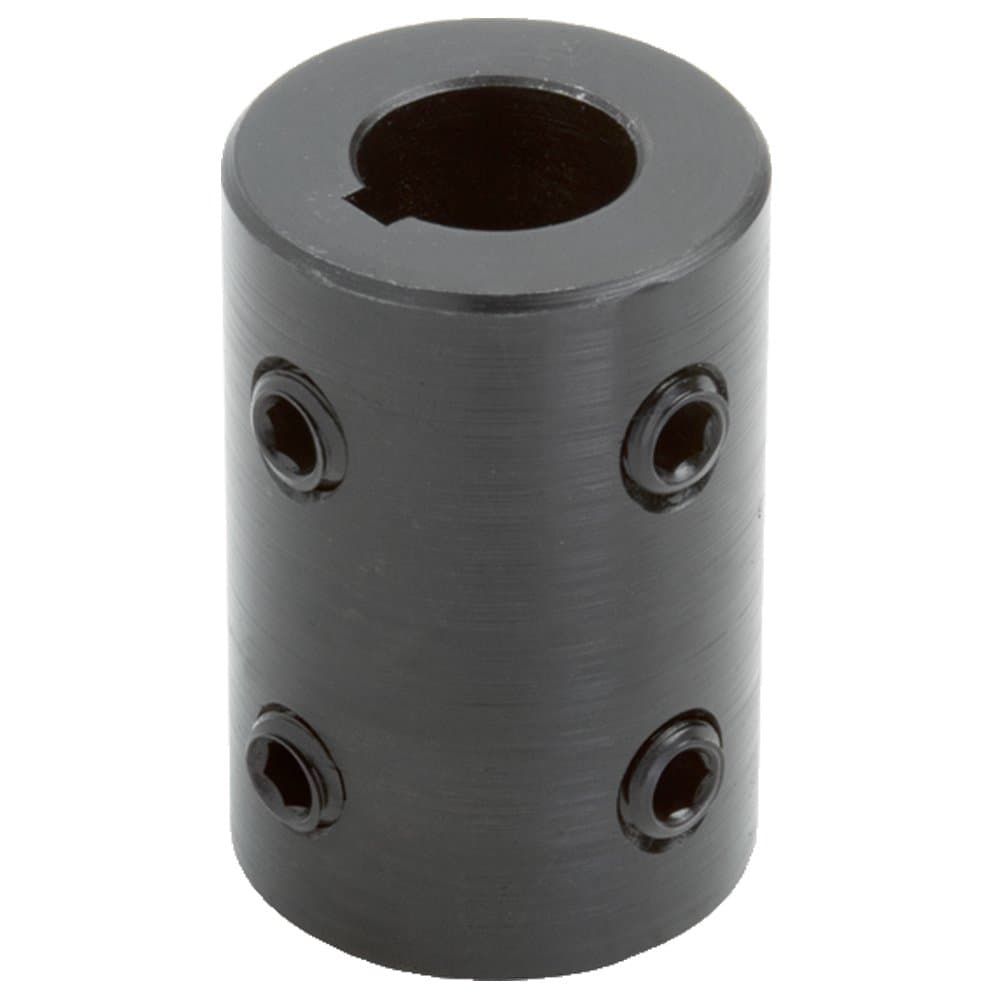 RC-100-KW4H@90 Black Oxide Plated Mild Steel Rigid Coupling, 1" Bore, 2" Outside Diameter, 3" Length, 5/16"-18 x 1/2" Set Screw