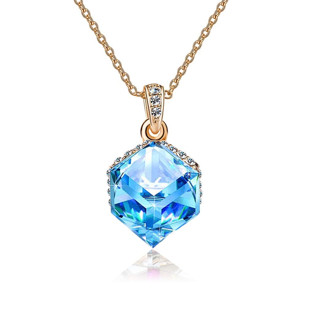 EVEVICColor Changing Cubic Austrian Crystal Pendant Necklaces for Women 14K Gold Plated Hypoallergenic Jewelry