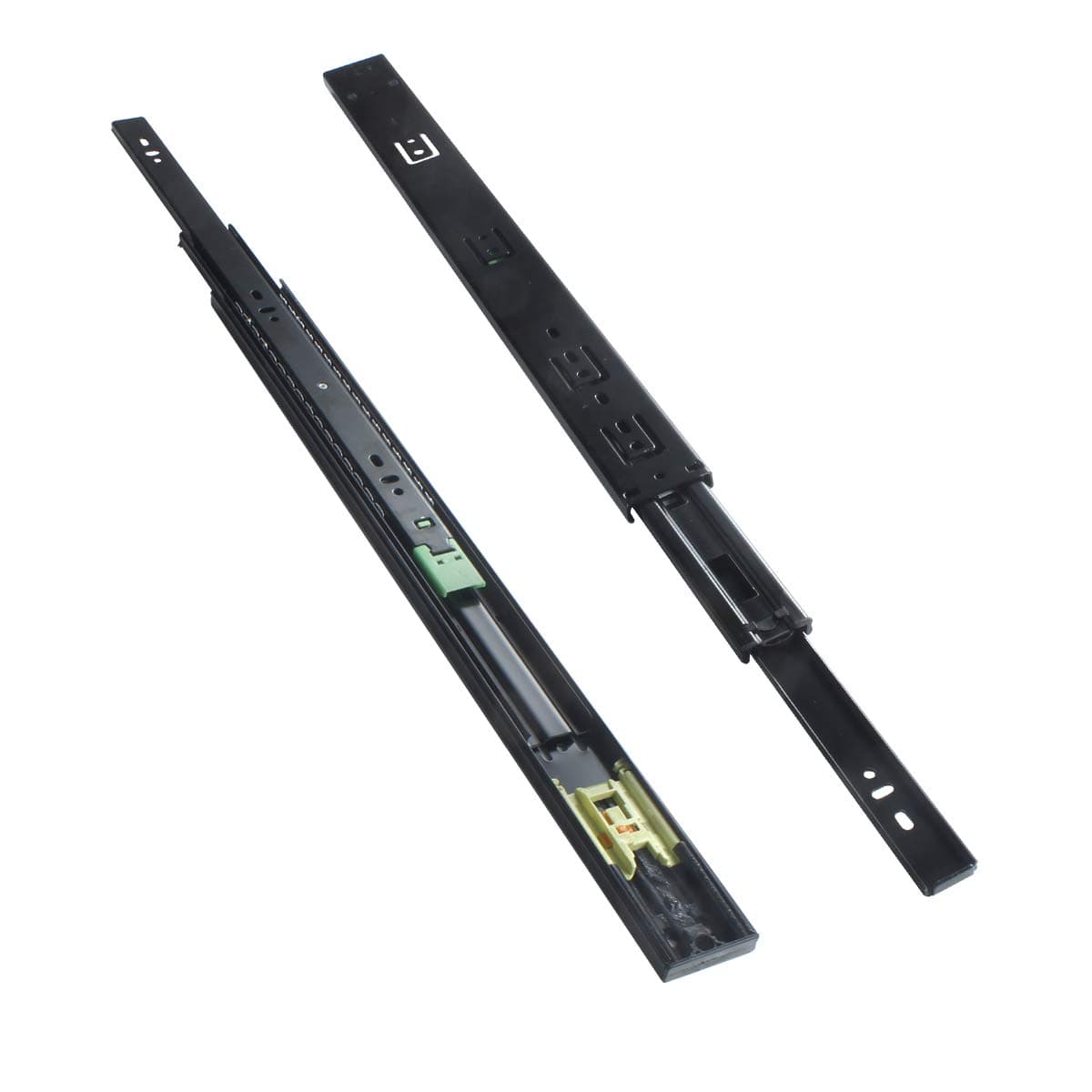 VADANIA24" Push to Open Drawer Slide, #VF1245, 3-Fold Full Extension, Heavy Duty 100lb Load Capacity, Especially for Handleless Cabinet & Drawer, Ball Bearing, Side Mount, Black, 1-Pair