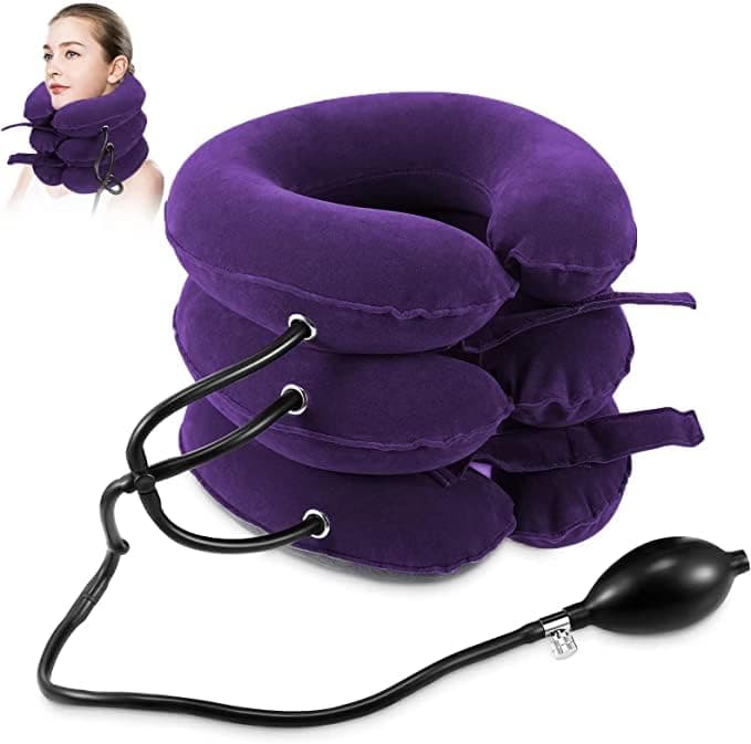 Olex fabric Premium Cervical Neck Traction Collar for Pain And Stress Relief Inflatable Neck Support Cervical Airbag 3 Layer Massager for Neck Cervical Spine Massager Neck Pillow