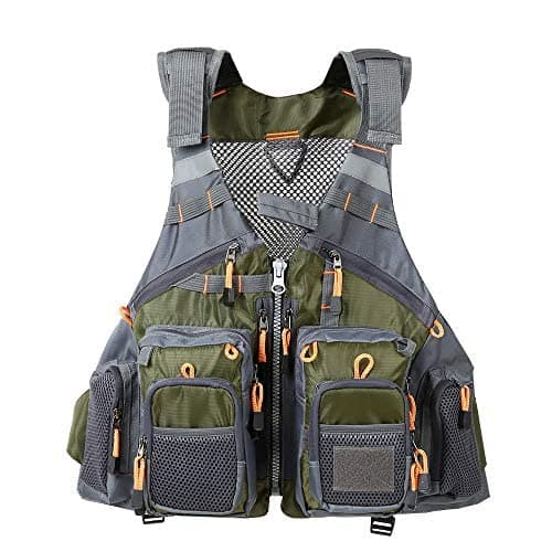 JKSPORTS Fly Fishing Vest - Fishing Safety Life Jacket for Swimming, Sailing, Boating, Kayak - Floating Multifunction Breathable Backpack for Men and Women - Adjustable, Grey/Green/Red/Blue