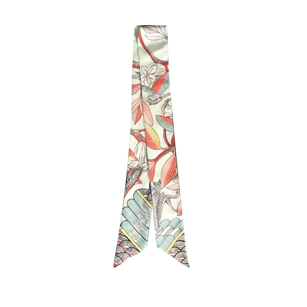 Fashion Natural Flower Bird Printing Handbag Handle Ribbon Scarf Neck Scarf for Women