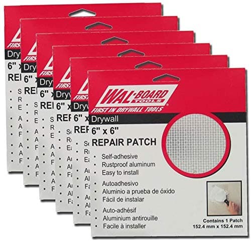 6-Pack Wal-Board Drywall Repair Patch - 4" x 4" Self Adhesive Mesh w/Aluminum Backing