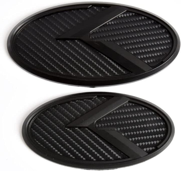 2X Hood Front Rear Black 3D K Logo Emblem Badge for K5 Optima 2010-2018 (Black Carbon)