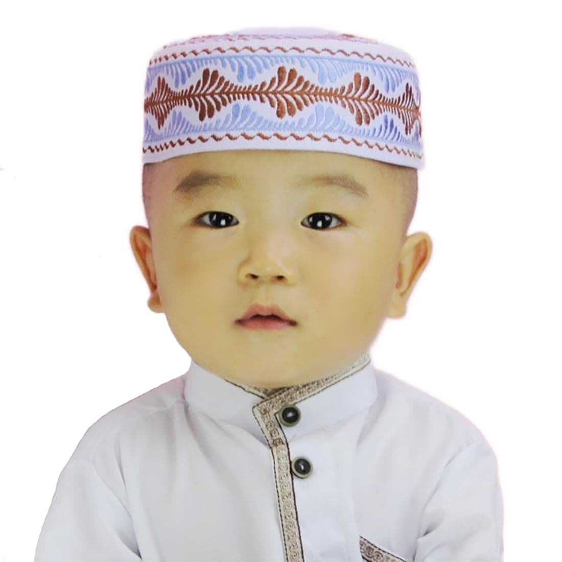 Boys Embroidered Kufi Muslim Prayer Hat Islam Skull Beanie Arabic Prayer Headwear Kofia Topi Taqiyah Hat