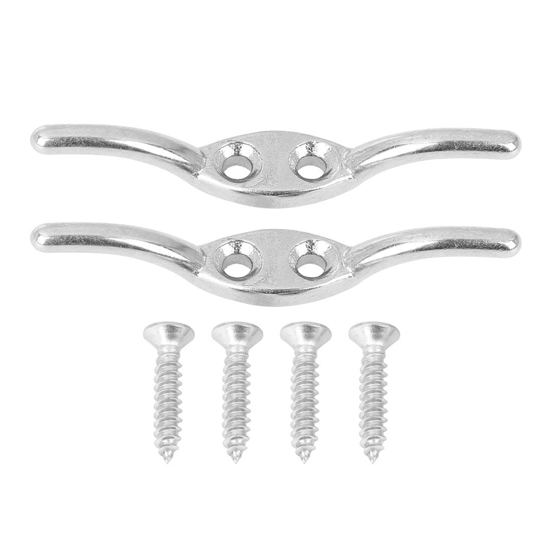 X AUTOHAUX 2 Set Marine 316 Stainless Steel Rope Boat Deck Flagpole Cleat Hook