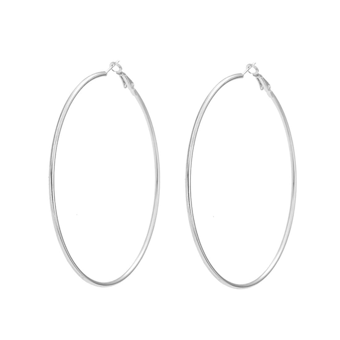 Large Hoop Earrings for Women Big Hoop Earrings 70mm (Silver)