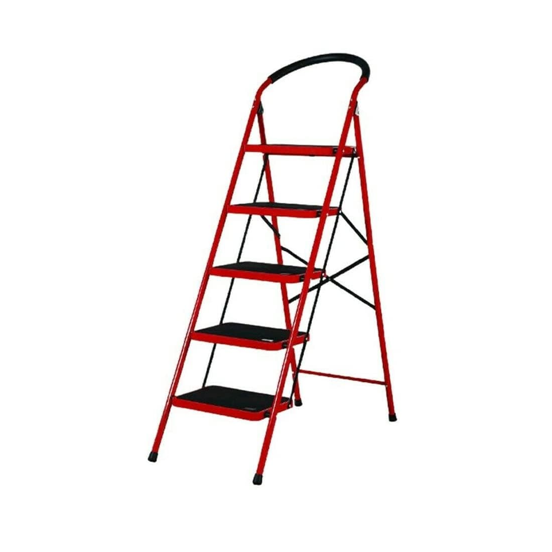 ShowayDJ Folding Ladder Domestic Light Stepladder Household Combination Multifunction Steps Indoor Outdoor Home 5 Step, RED, FLDLS-5STEPRED