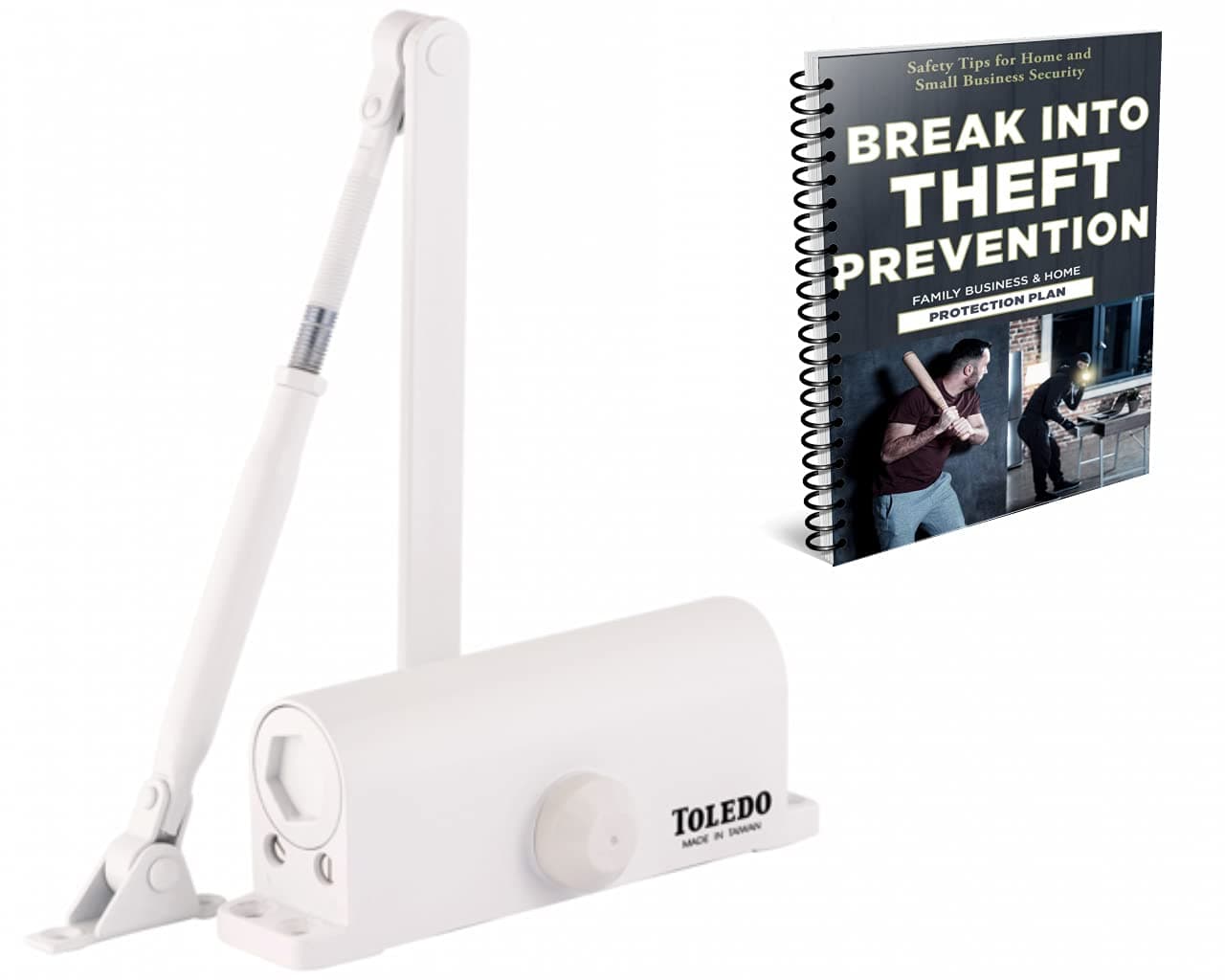 Door Closer White TC1 : Size 1 Spring : for Wood, Metal Or Commercial Glass Glass Residential - Commercial Doors : Self Closing Automatic Door Closer : by Toledo