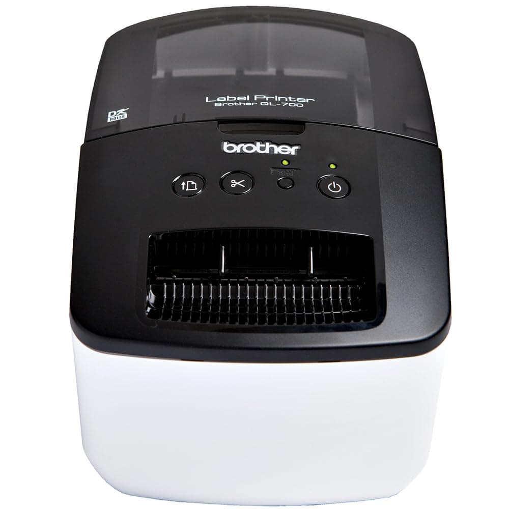 QL-700 Label Maker, USB 2.0, Address Label Printer, Desktop, Up to 62mm Wide Labels, UK Plug, Black Print Only