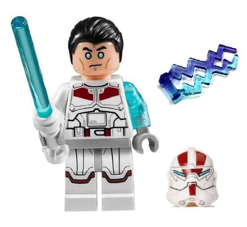 LEGOJek-14 Star Wars Minifigure - Complete (White Lightsaber, Helmet, Hair-Piece, & Lightning)