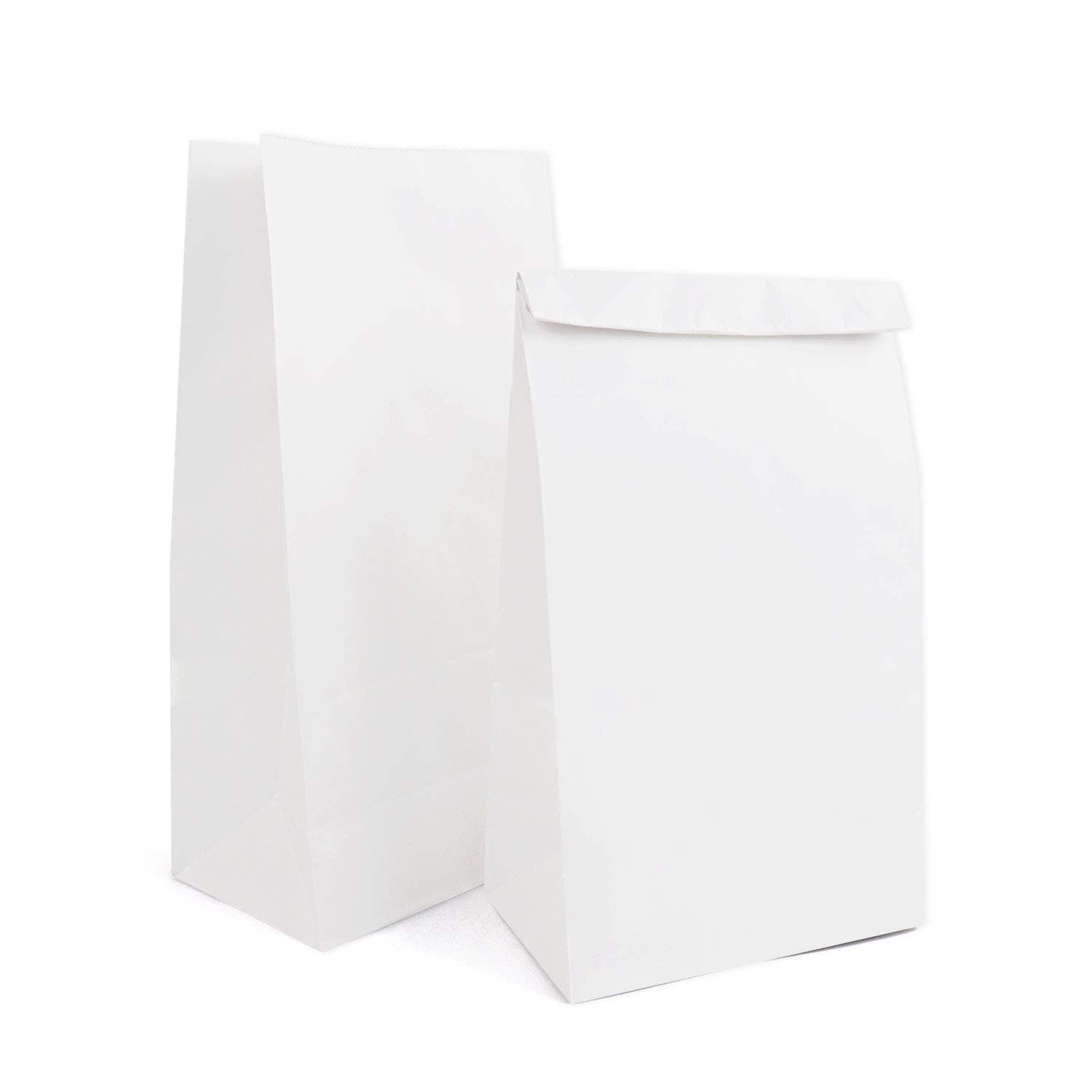 Kslong White Kraft Paper Bags, 50pcs Small Paper Bags 4Lb 5.1x3.1x9.4” Lunch Bag Grocery Bread Bag Snack Bag Candy Popcorn Bag Treat Bags Party Favor Gift Bag(White 4)