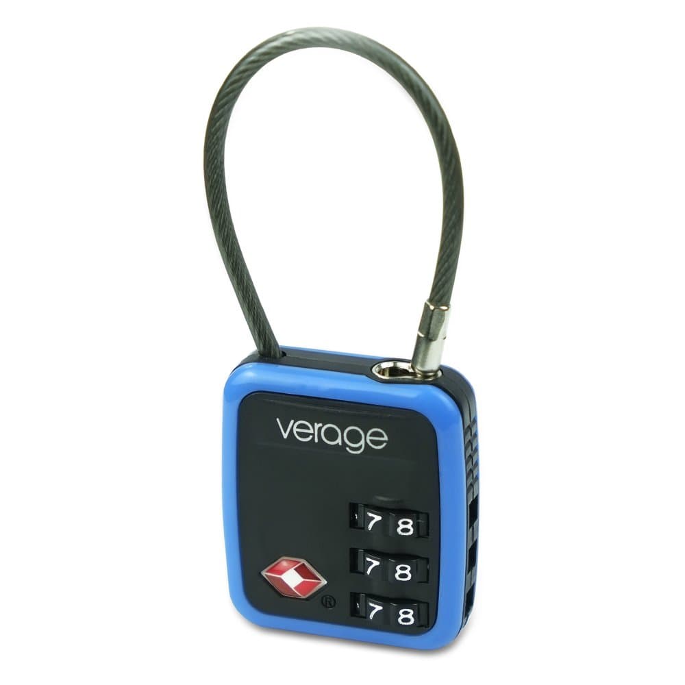 TSA Accepted Cable Luggage Lock for Travel Safety and Security Bags, Backpacks and Suitcases (Blue)