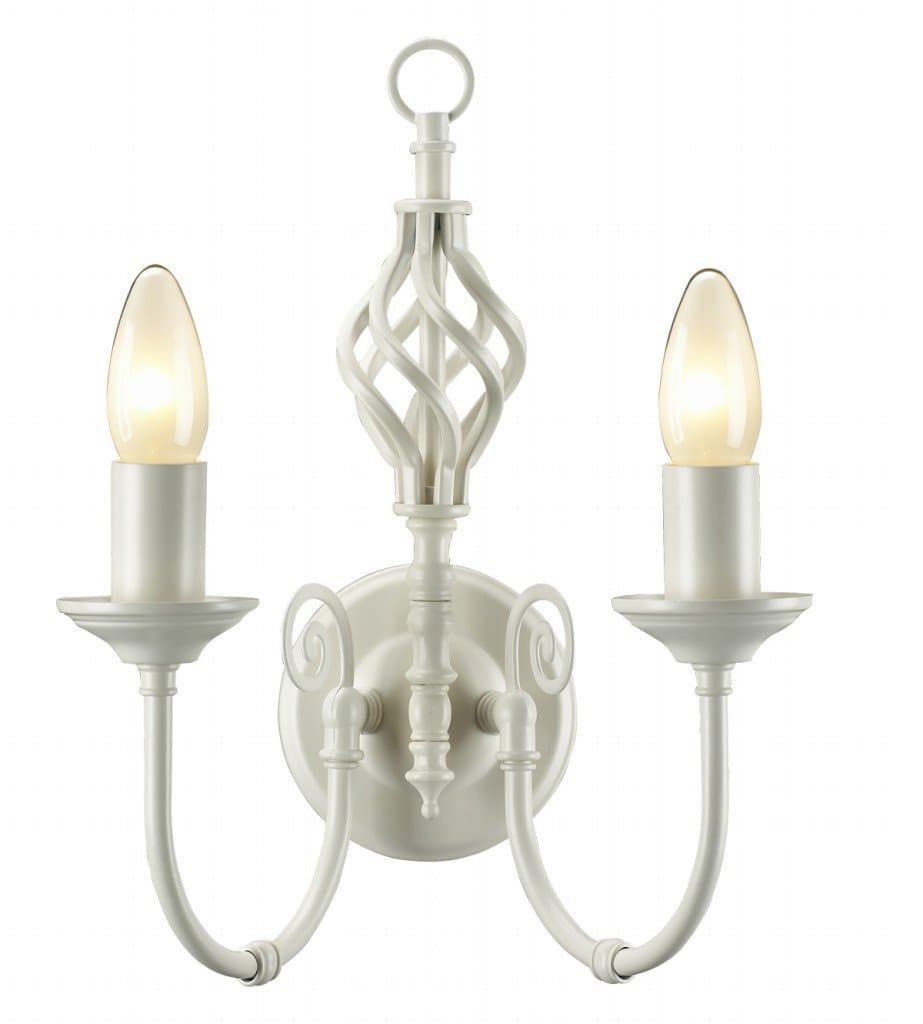 Traditional Barley Knot Twist 2 Light Sconce Wall Light Lamp, Lighting Cream