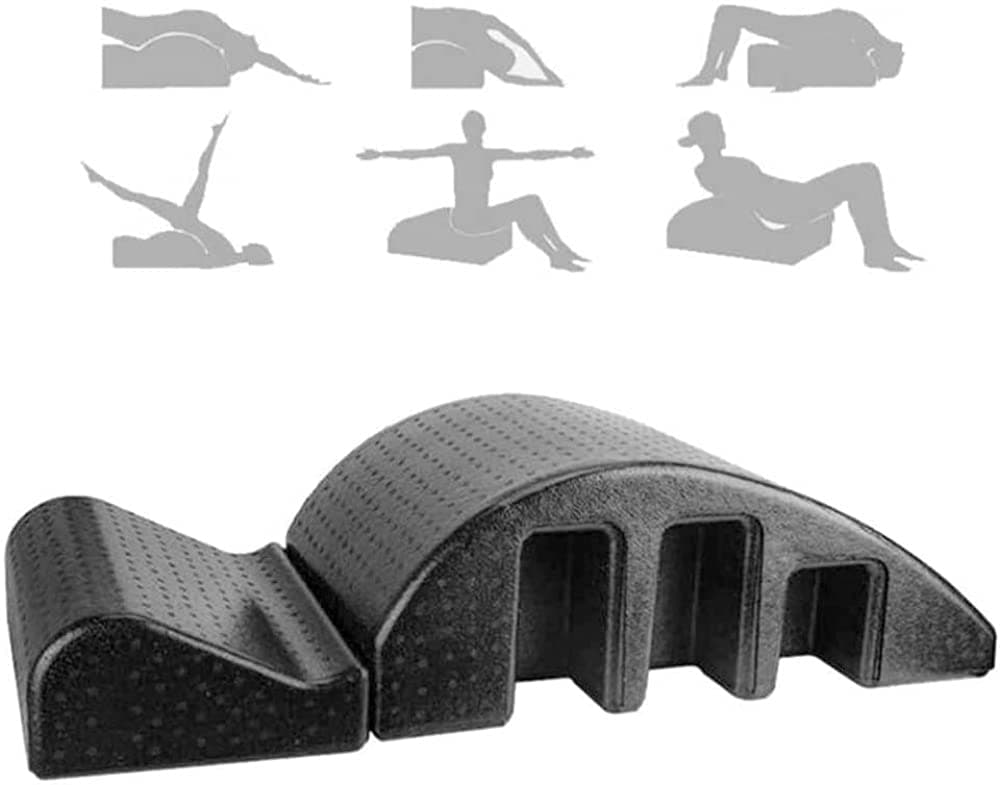 HLY Black Pilates Massage Bed, Detachable Yoga Spine Corrector，Stretcher Spinal Orthosis Equipment Relax Stretcher, for Lumbar Support Spine Back Curve