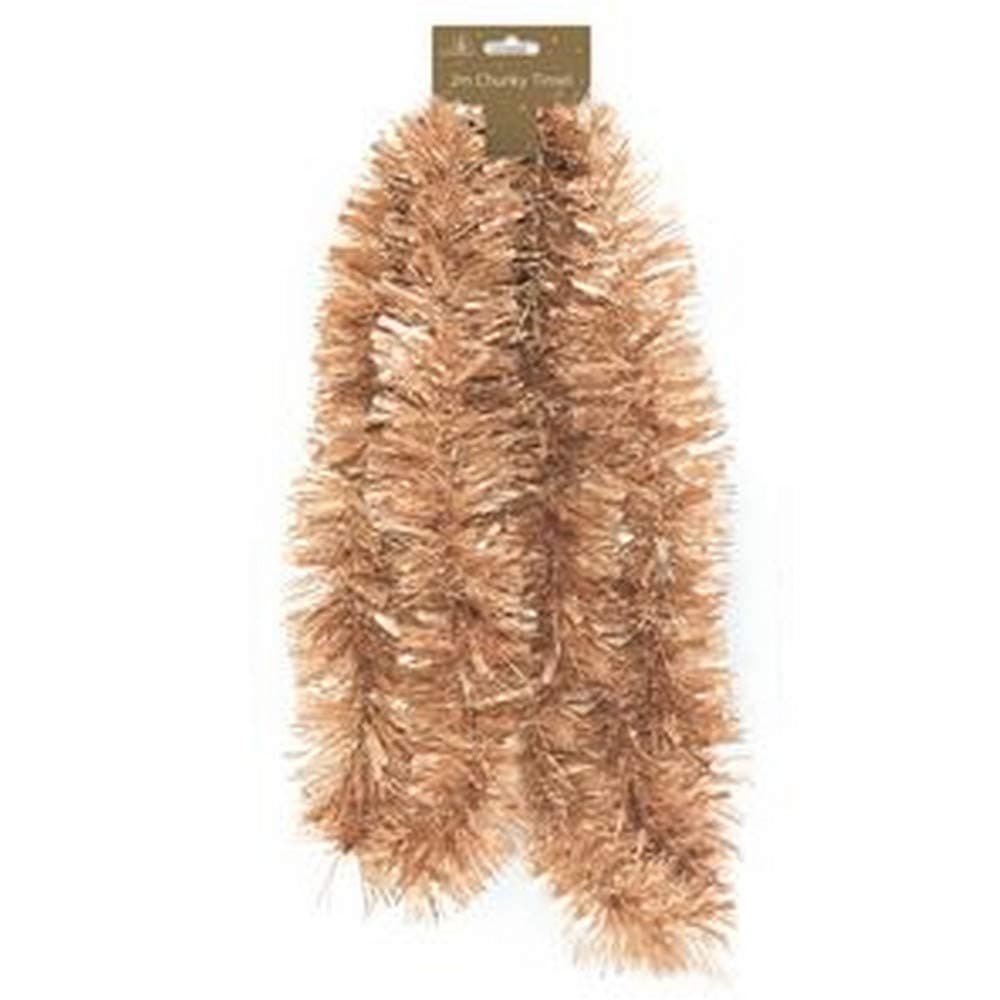 Widdle Gifts Ltd Christmas Chunky Tinsel Tree Room Decoration 3 Lengths 2 Metre - Rose Gold
