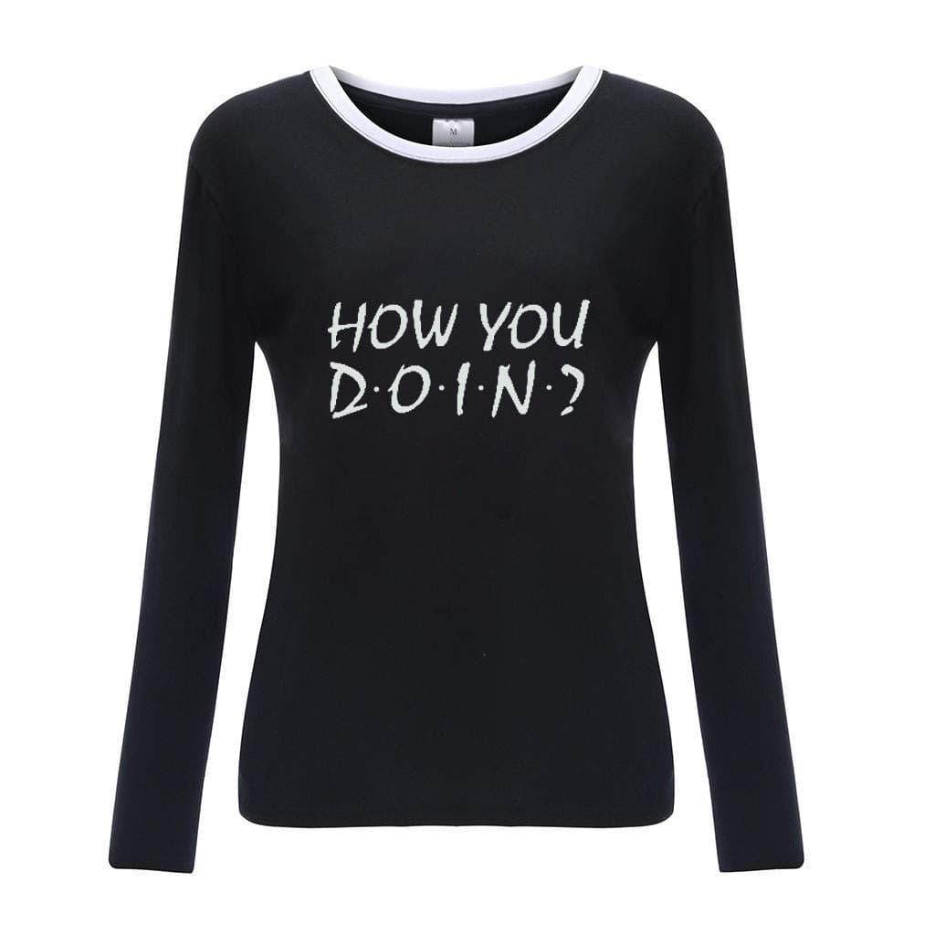 Rikay Women's How You Doin Print Hoodie Long Sleeve Casual Sweatshirts Tops Hooded Coat Jacket Jumper Size 8-14 UK