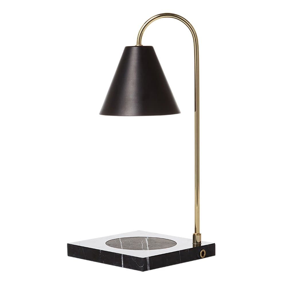 Handmade Candle Warmer Lamp, Brightness control, Marble (Black marble + Black Powder coating)