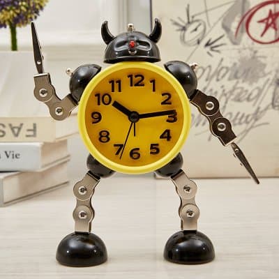 Lgclock Metal Robot Shape Shifting Robot Creative Student Children'S Cartoon Alarm Clock The Alarm Clock The Alarm Clock The Alarm Clock,Yellow Horn Robot