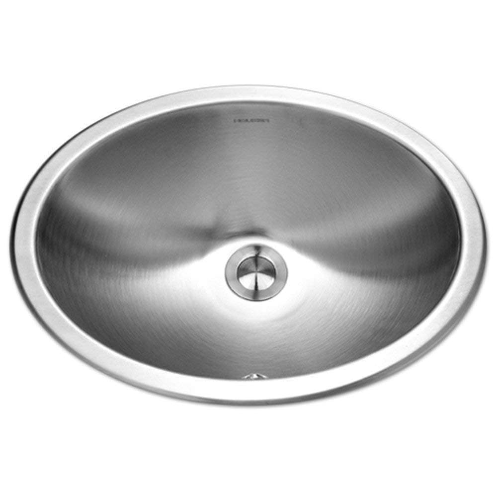 Houzer Opus Stainless Steel Bathroom Sink: 18 Inch Drop-In Topmount Oval Bowl with Overflow Drain Assembly, Durable & Versatile, Essential for Home & Apartment: CHTO-1800-1