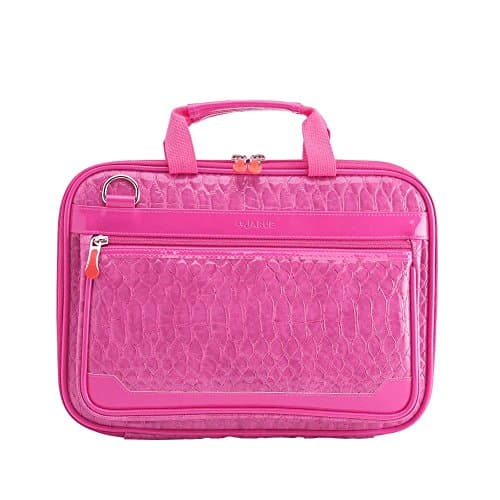 Lejarue Women's Embossed Crocodile 13.3 Inch - 14 Inch Laptop Bag/ 13 Inch MacBook Air Bag - Hot Pink