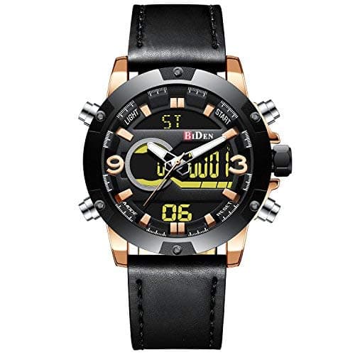 Mens Big Face Digital Analogue Sports Watches Men Waterproof LED Electronic Military Digital Watch with Stopwatch Men's Army Chronograph Multifunction Wrist Watch with Black Rubber Band (Black 2)
