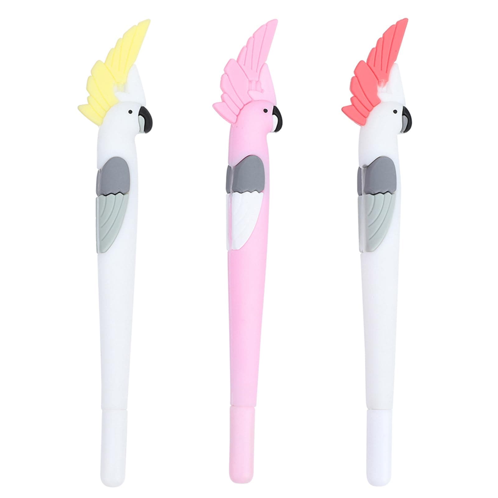 Cartoon Animal Pen Soft Grip Black Ink Parrot Gel Pens Cute Stationery Writing Pens for Office Supplies Gifts (Black Ink Parrot)