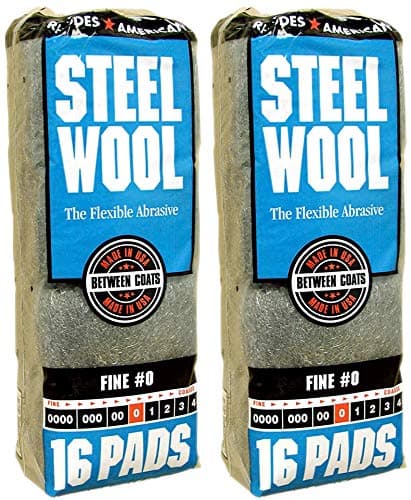 Rhodes American Coarse Grade #0 Steel Wool, 16 Pads (Pack of 2, 32 Pads Total), Use for Cleaning, Polishing, Buffing, Refinishing, Gentle Abrasiveness