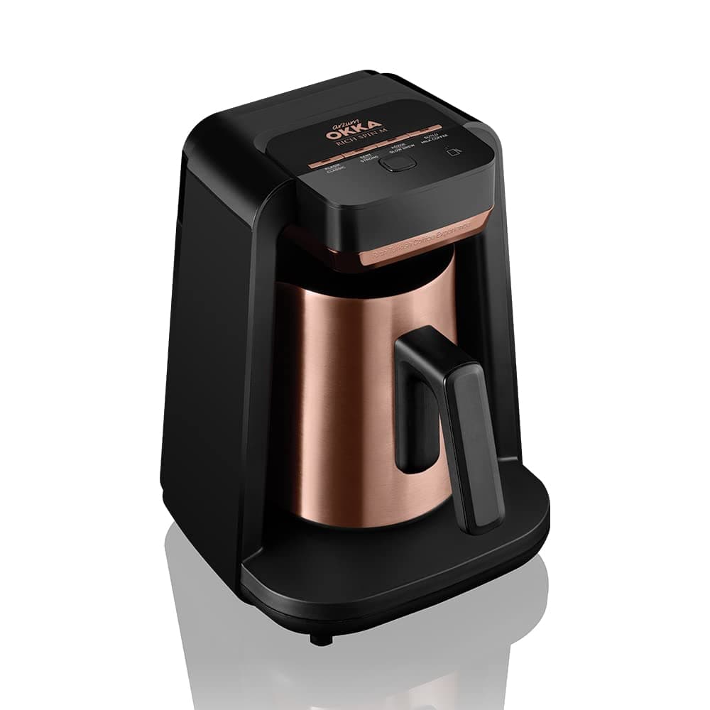 Arzum Okka Rich Automatic Turkish Coffee and Hot Beverage Maker, Velvetiser, 5 cups, Black/Copper