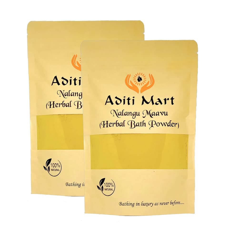 Aditi Mart Organic Nalangu Maavu/Ubtan Face Pack/Herbal Bath Powder/Sunnipindi for Women and Babies (227 gms X2 packs)