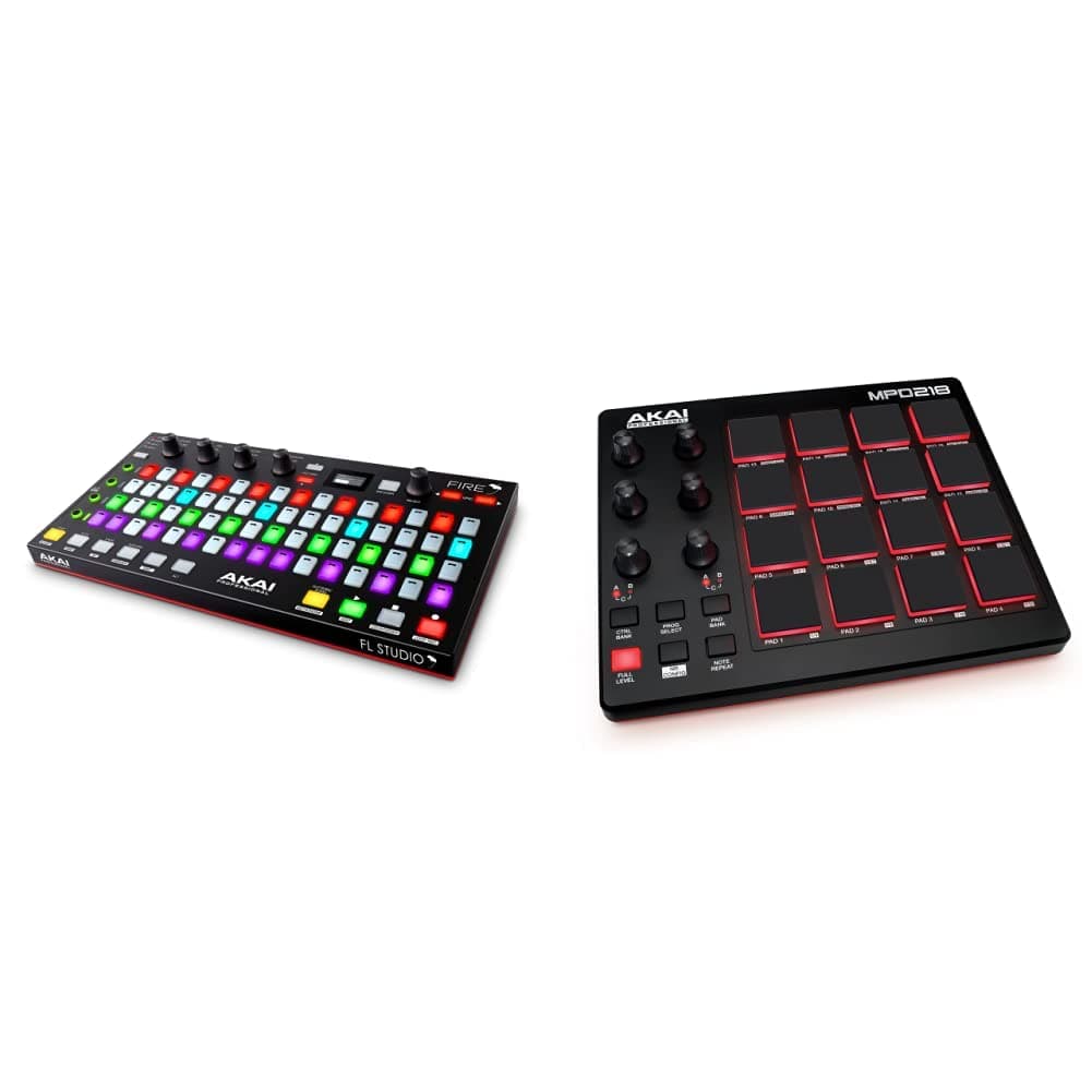 AKAI Professional Fire (Controller Only) - USB MIDI Controller for FL Studio with 64 pad RGB Clip/Drum Pad Matrix & MPD218 - MIDI pad controller/drum pad machine/beat maker with 16 pads