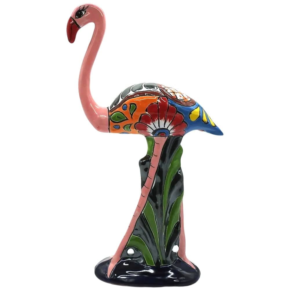 Flamingo Small Hand Painted Indoor Outdoor Multi Colored Figure Glazed Pink
