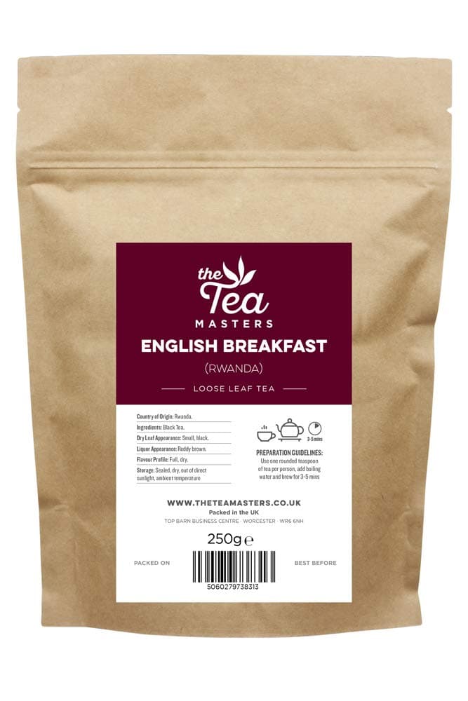 The Tea Masters Loose Leaf Tea - 250 g of Premium Black Tea Rwanda Blend - Classic Everyday English Breakfast Tea loose Leaf
