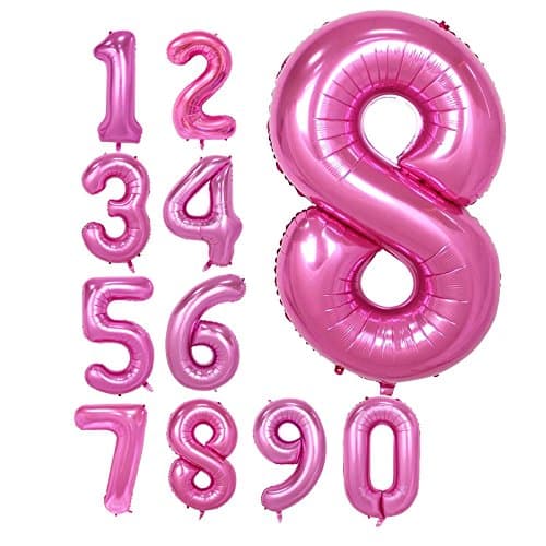 Pink 40inch Number 8 foil balloons for Birthday Party (Pink 8)