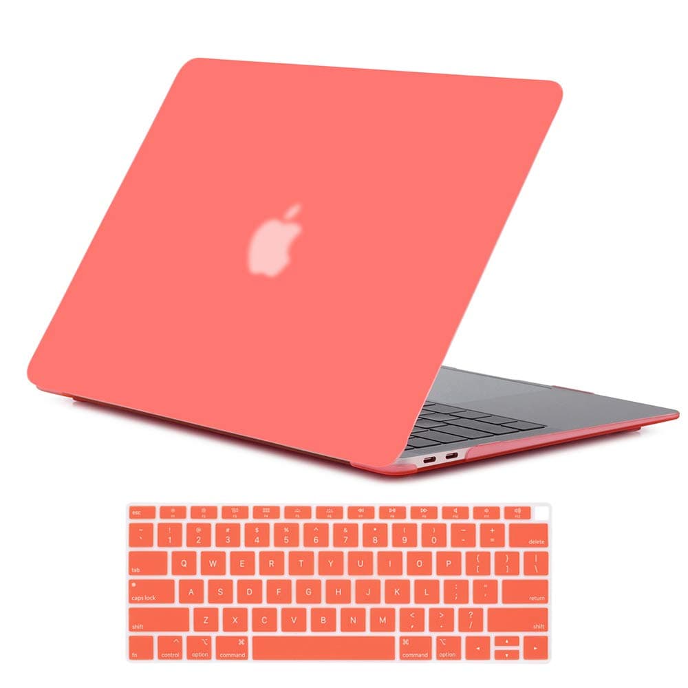 Se7enlinecompatible with MacBook New Air Retina 13 inch Case 2018/2019/2020/2021/2022/2023/2024 Cover for Mac Air 13 Inch with Retina Touch ID A1932/M1 A2337/A2179&Keyboard Cover Skin Living Coral