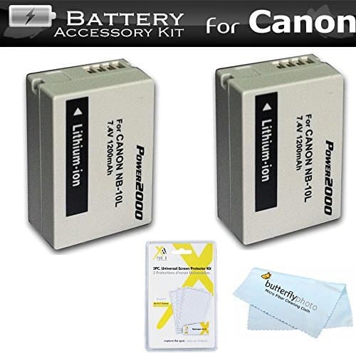 2 Pack NB-10L Battery Kit for Canon PowerShot SX40 HS, SX50 HS, SX50HS, G1 X G1X, G15, G16, SX60HS, SX60 HS, G3 X Digital Camera Includes 2 Extended Replacement (1200Mah) NB-10L Batteries + More